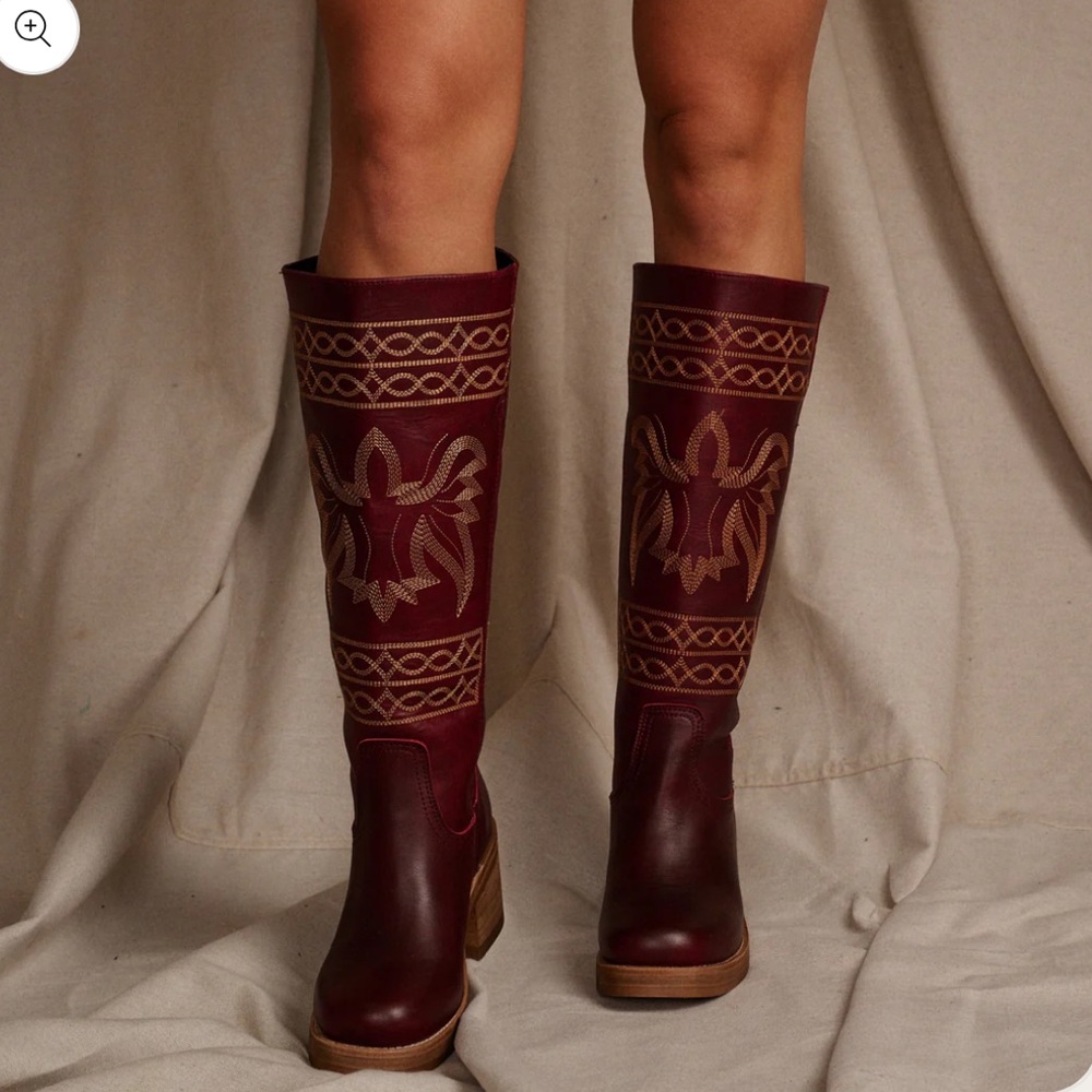 Free People Dingo Avalon Equestrian Tall Boots Leather Embroidery - Picture 3 of 12